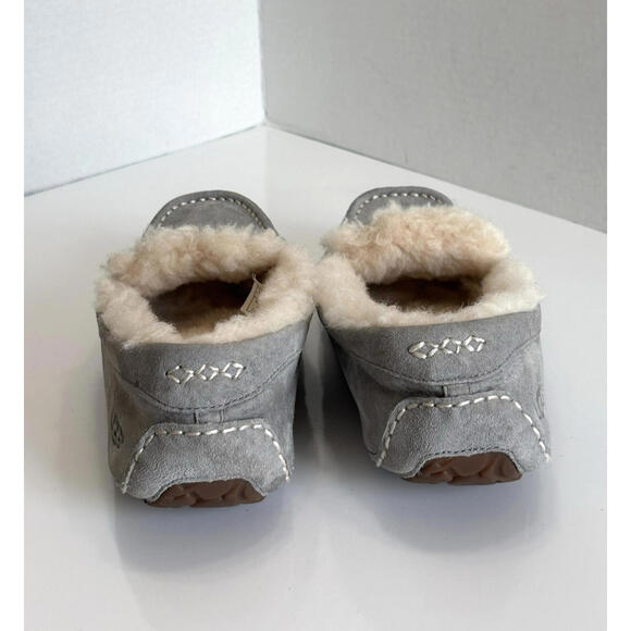 UGG Ansley Women's 8 Light Gray Suede Slippers Water Resistant Slip On Moccasins - Picture 7 of 14
